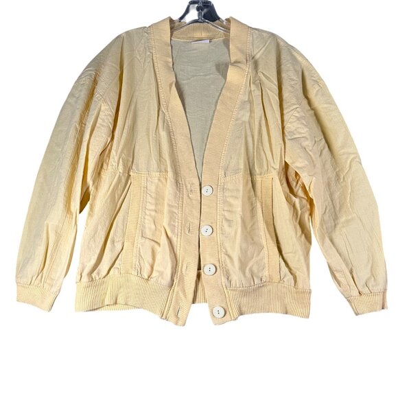 Vtg Avon Fashions Cardigan Womens Large Yellow Button Sweater Cardigan Pockets - Picture 1 of 7